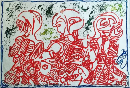 Radierung Alechinsky - Trois désordinateurs