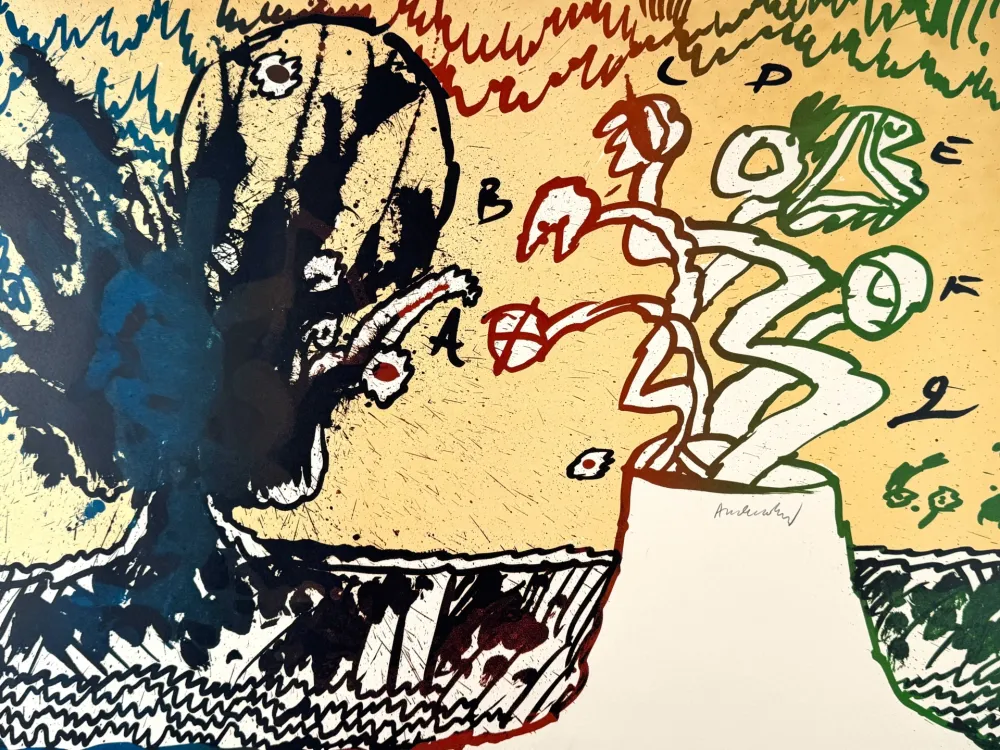 Lithographie Alechinsky - Volcan alphabétique 