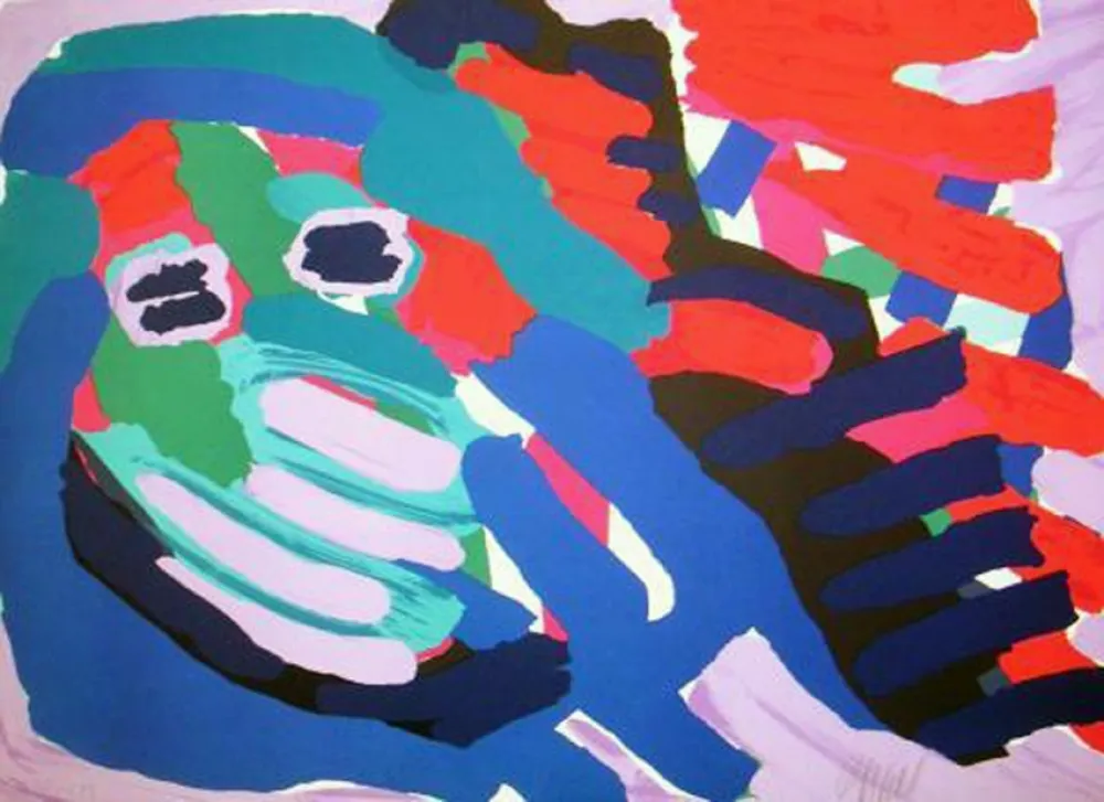 Siebdruck Appel - Another blue head again 