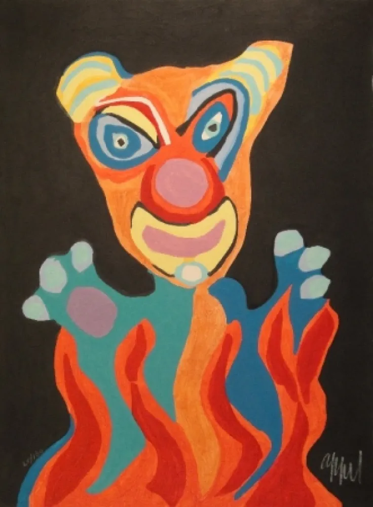 Holzschnitt Appel - Blatt der Folge Circus / Cirque, Soleil du Monde