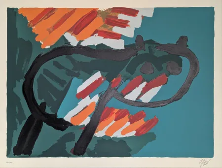 Lithographie Appel - Green Cat 