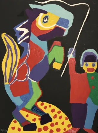 Holzschnitt Appel - Horse and Ring Master