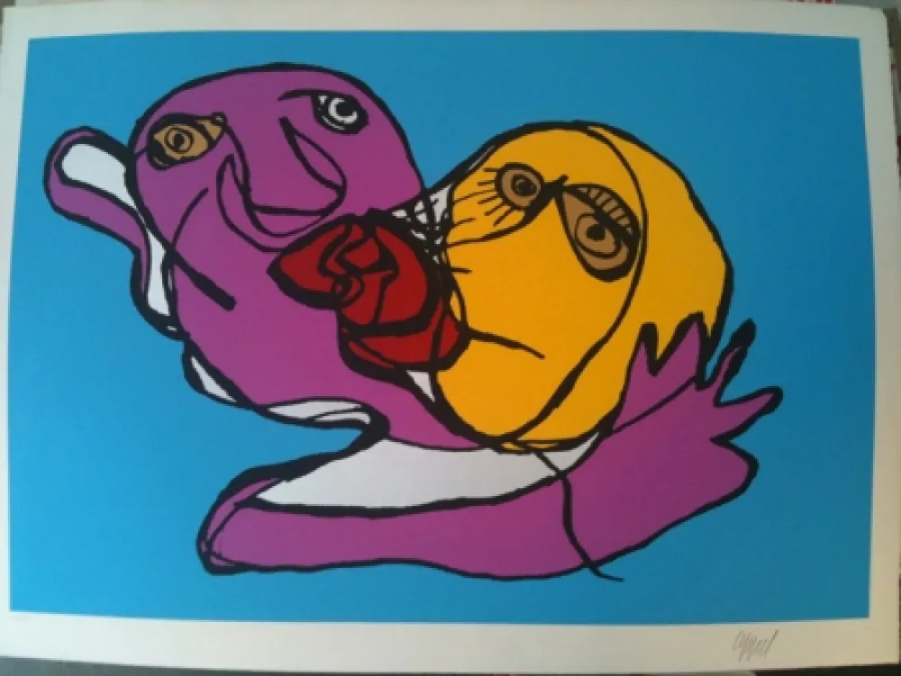 Siebdruck Appel - Sky blue kiss