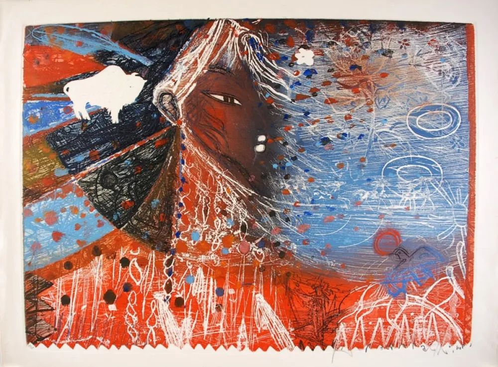 Radierung Arbaretaz - Blue mystical woman