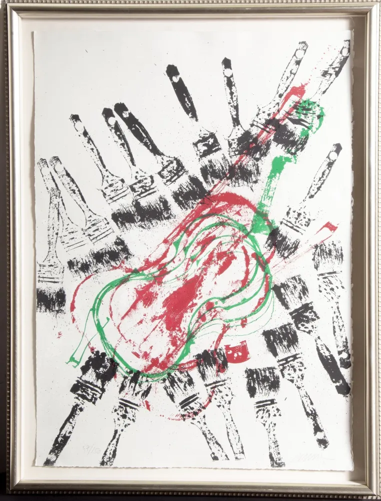 Siebdruck Arman - Empreinted De Violins Et Pinceaux