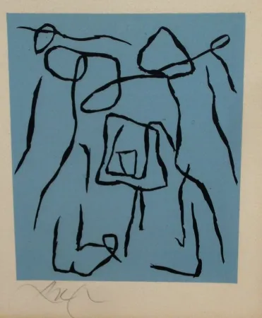 Holzschnitt Arp - Le rideau