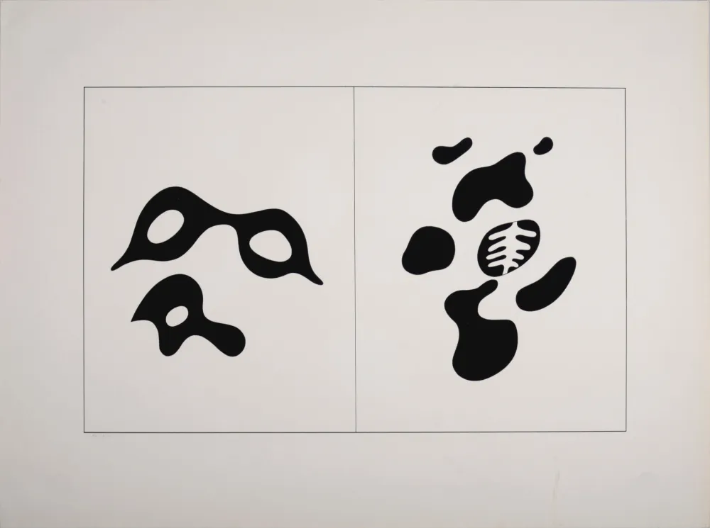 Siebdruck Arp - Lunettes et lorgnon - le squelette et son entourage, 1928-1959