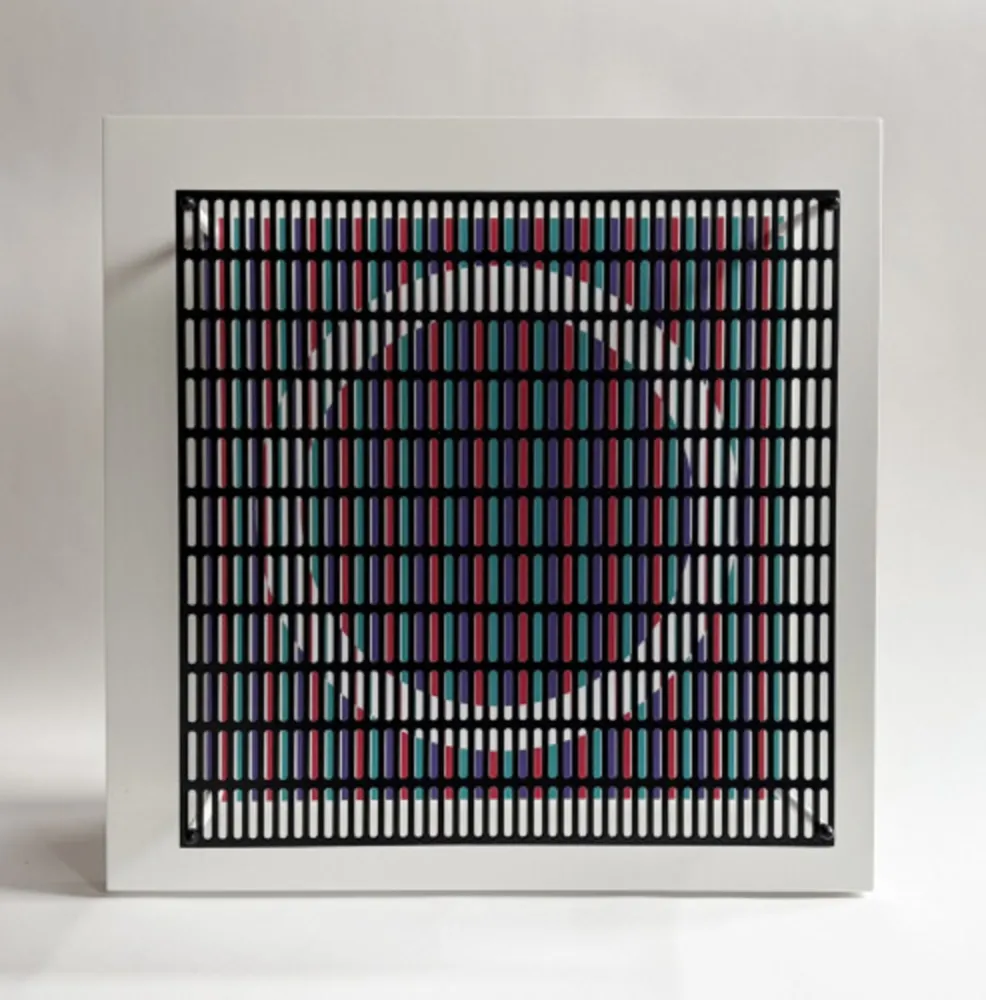 Multiple Asis - Vibration cercles mauve, rouge et turquoise