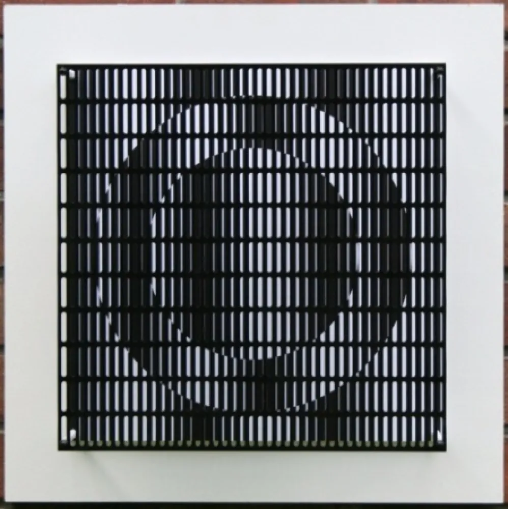 Holzschnitt Asis - Vibration cercles noir et blanc