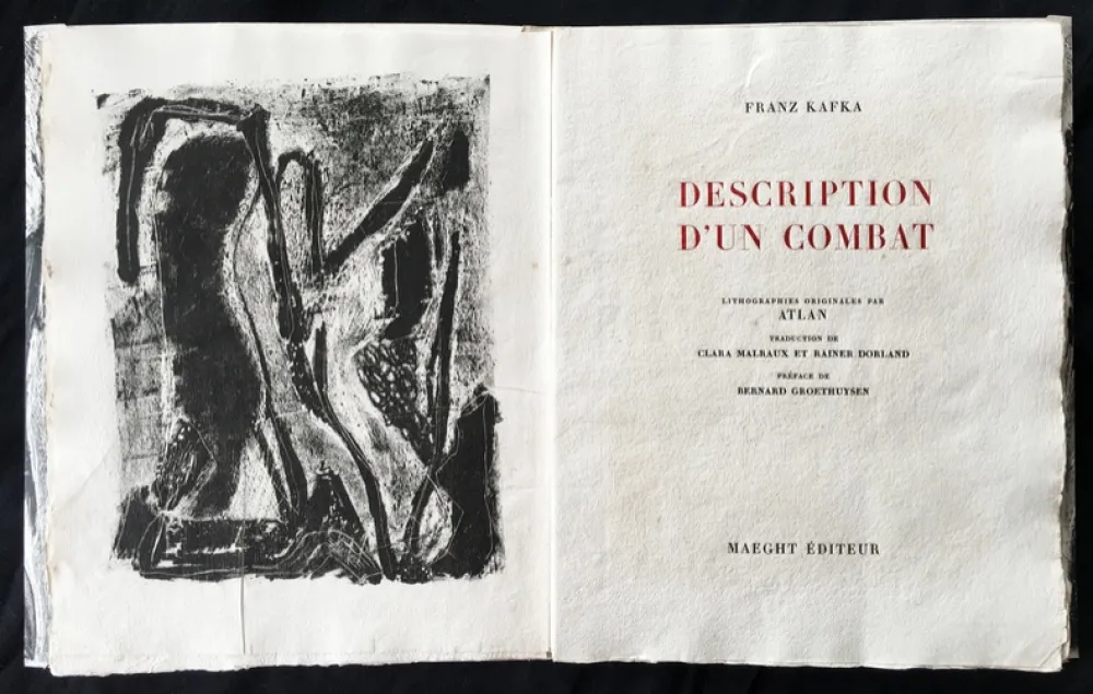 Illustriertes Buch Atlan - F. Kafka. DESCRIPTION D'UN COMBAT. Lithographies originales d'Atlan (1946)