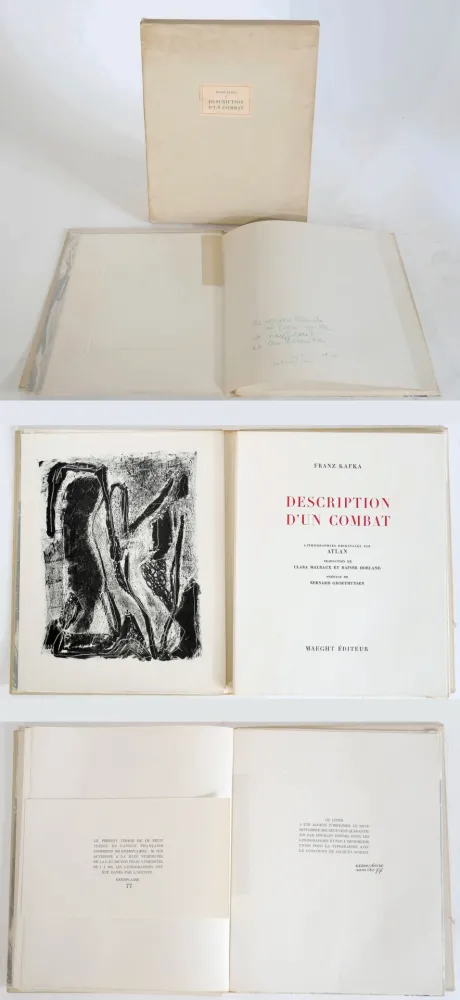 Illustriertes Buch Atlan - Kafka. DESCRIPTION D'UN COMBAT. 16 ithographies originales d'Atlan (1946)
