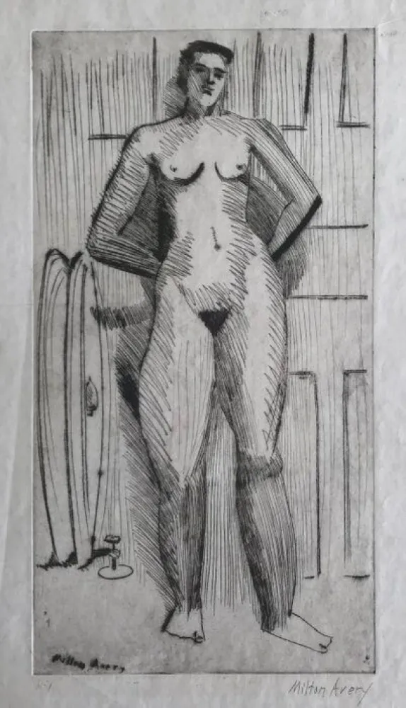 Kaltnadelradierung Avery - Standing Nude