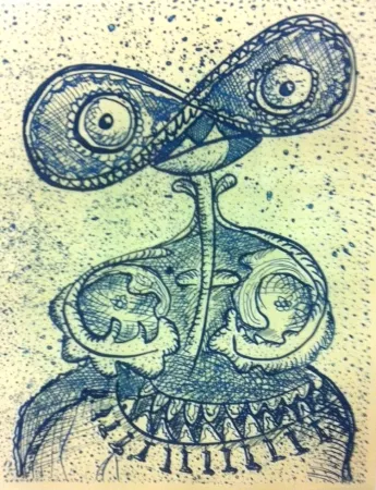 Radierung Baj - Dama