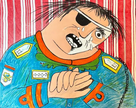 Lithographie Baj - Enrico Baj (1924–2003) – Dayan – Color lithograph on paper – 1965