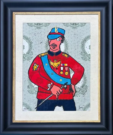 Stich Baj - Enrico Baj (1924–2003) - Décoré - Colour etching and collage on brocade - 1972