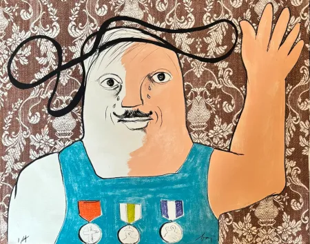 Lithographie Baj - Enrico Baj (1924–2003) – Guillaume de Gouffier – Color lithograph on paper – 1965