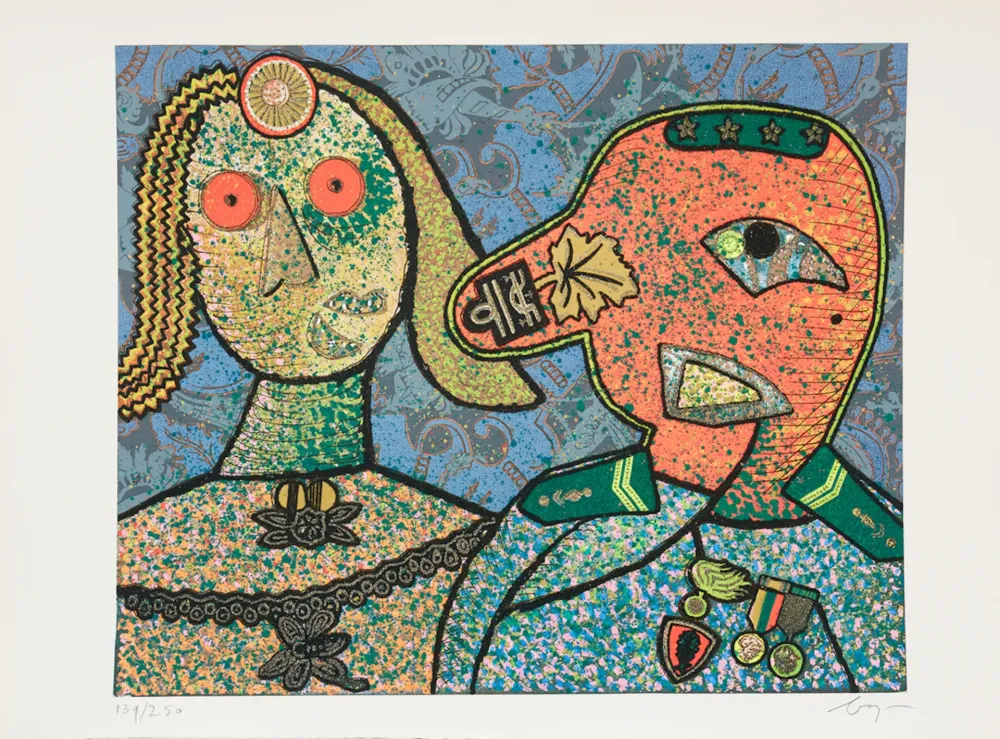Stich Baj - Enrico baj (1924–2003) – Il Generale Amin Dada e una delle sue mogli-Mixed media