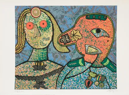 Stich Baj - Enrico baj (1924–2003) – Il Generale Amin Dada e una delle sue mogli-Mixed media