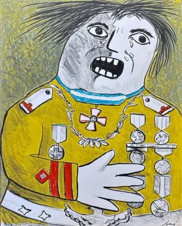 Lithographie Baj - Enrico Baj (1924–2003) – Le comte de Guèbriant – Color lithograph on paper– 1965