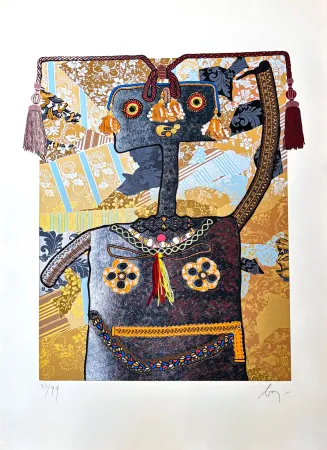 Keine Technische Baj - Enrico Baj (1924 – 2003) – Marie Françoise Cathérine de Beauvan-Craon Marchesa di Boufflers (1711 – 1786) – Mixed media in colour and collage – 1976