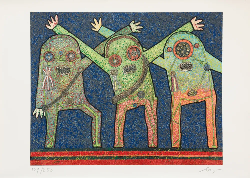 Stich Baj - Enrico baj (1924–2003) – Riunione della C.I.A. nel bosco - Mixed media - 1973