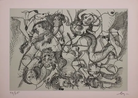 Radierung Baj - Erotica IV
