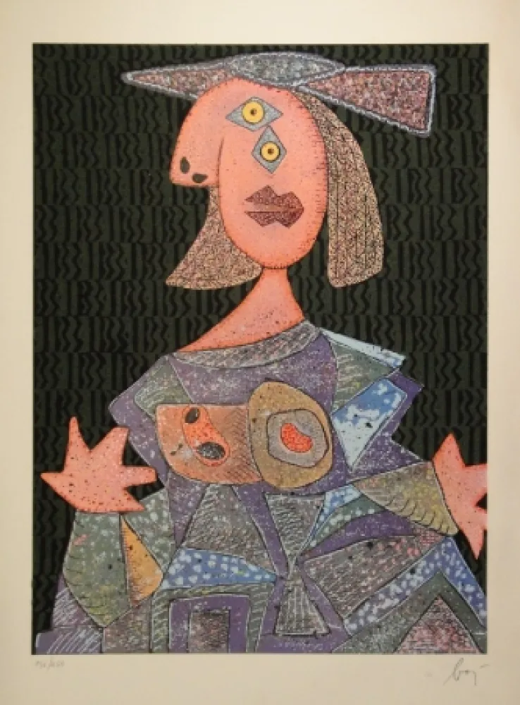 Radierung Und Aquatinta Baj - Femme assise