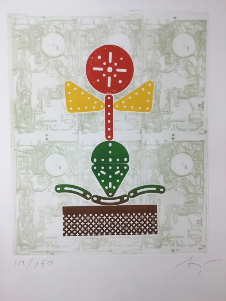 Radierung Baj - Fiore meccanico