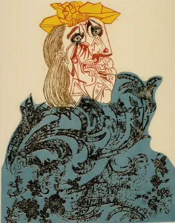 Radierung Baj - Le maillot rouge