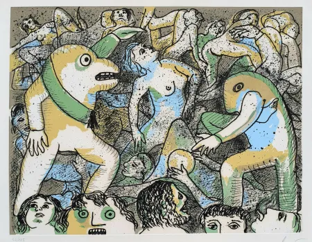 Aquatinta Baj - L'orgie des généraux