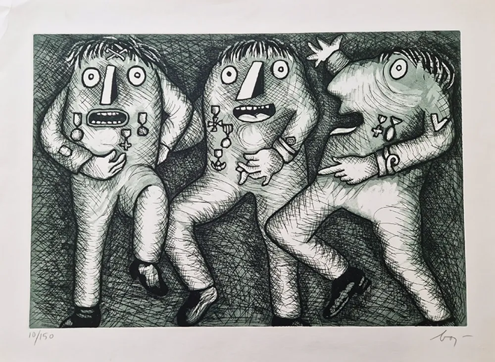 Radierung Baj - Nixon parade III