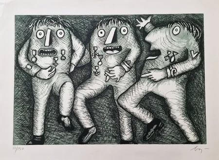 Radierung Baj - Nixon parade III