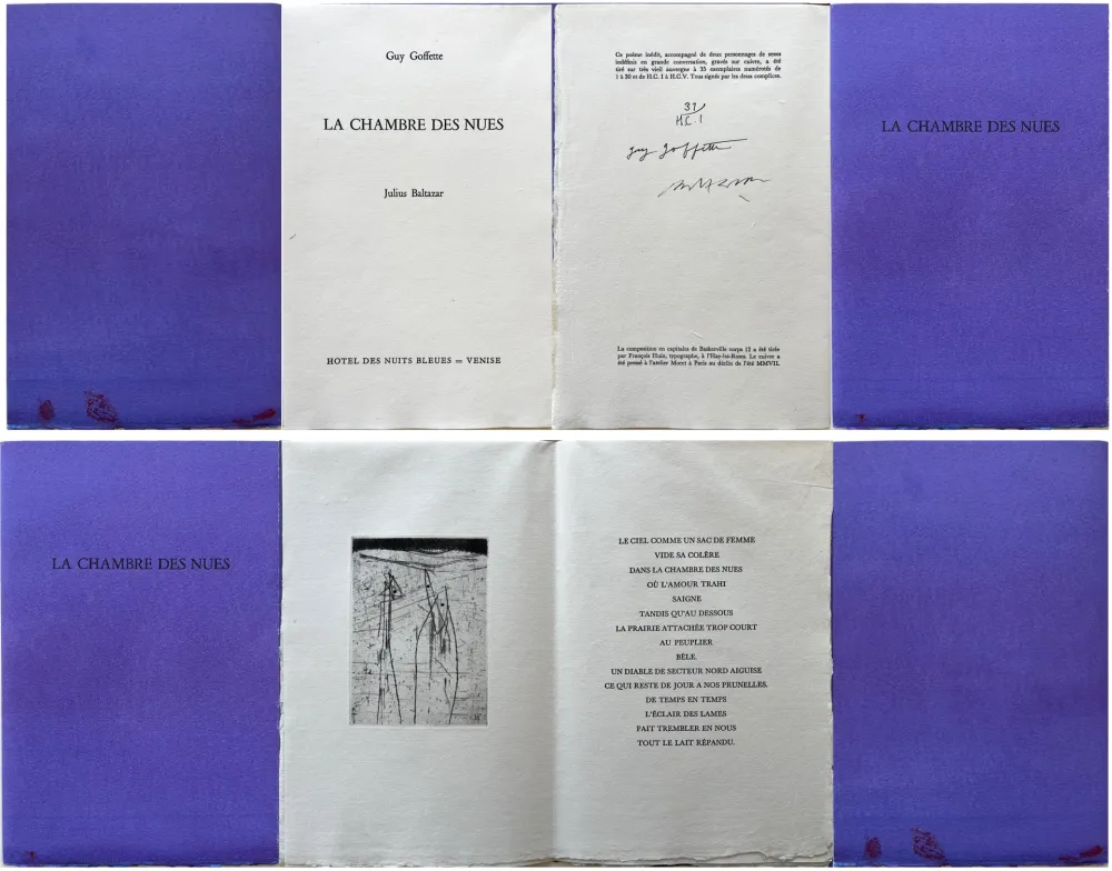 Radierung Baltazar - Guy Goffette: LA CHAMBRE DES NUES. Poème inédit (2007)