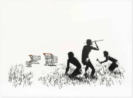Siebdruck Banksy - Trolleys (Black & White Unsigned)