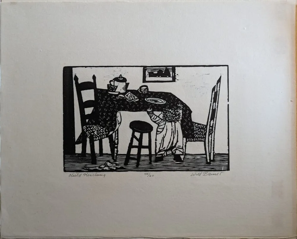 Holzschnitt Barnet - Child Reaching
