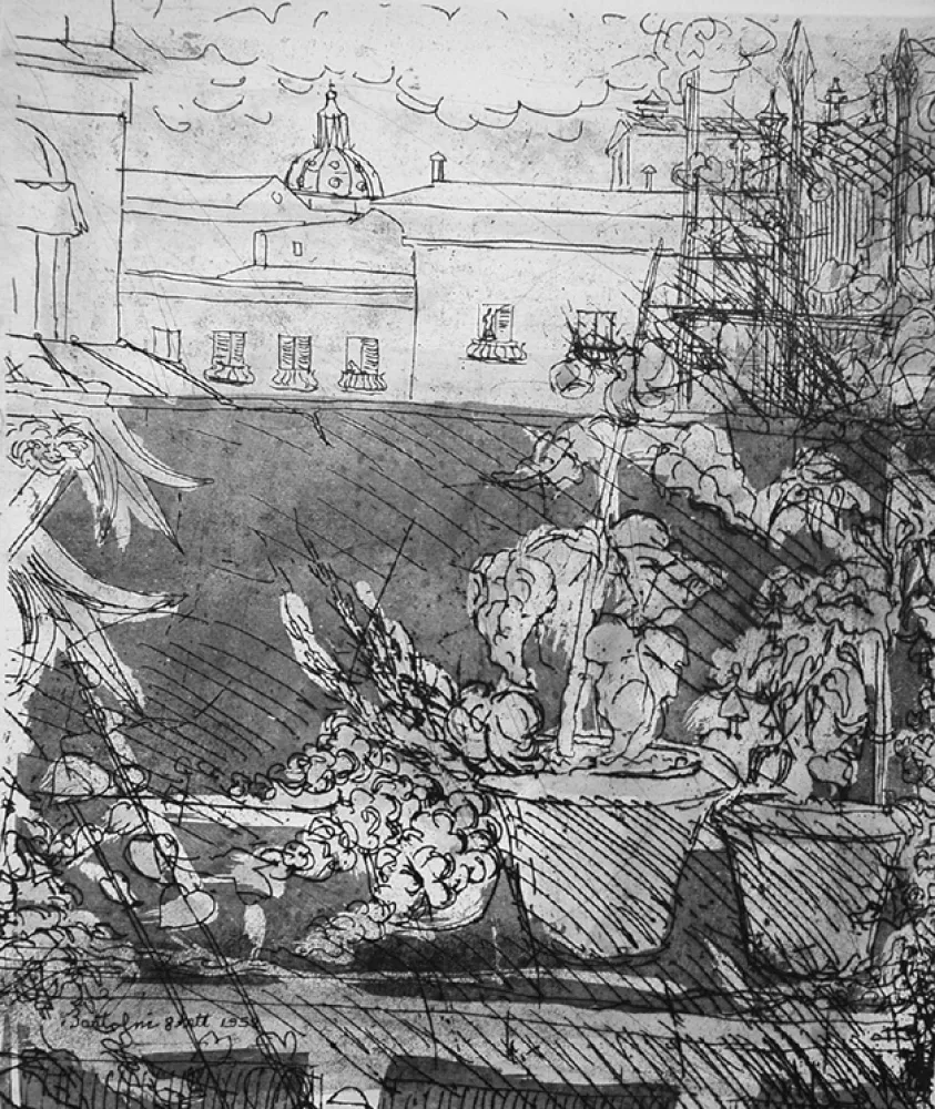 Radierung Bartolini - Altana romana