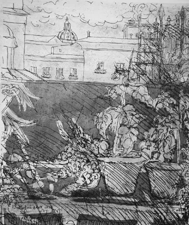 Radierung Bartolini - Altana romana