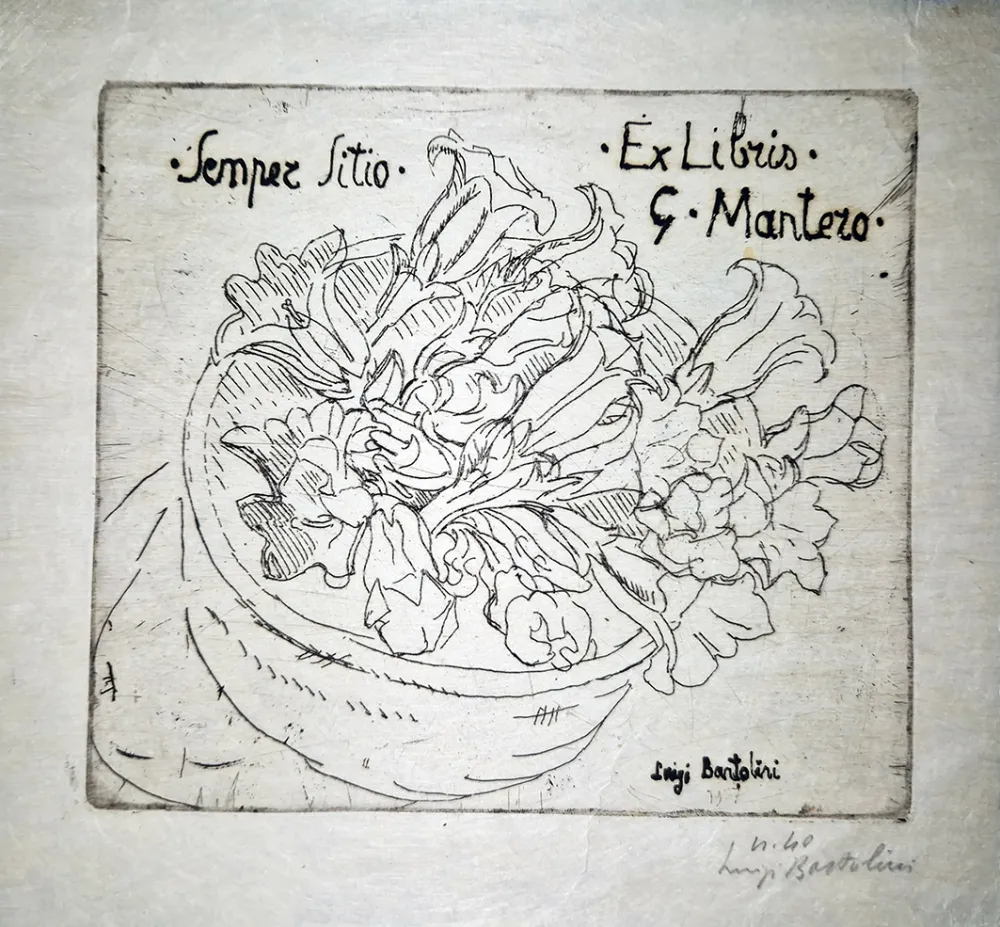 Radierung Bartolini - Ex libris G.Mantero-Genziane