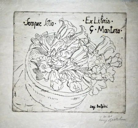 Radierung Bartolini - Ex libris G.Mantero-Genziane