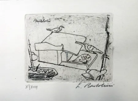 Radierung Bartolini - La casa dei colombi