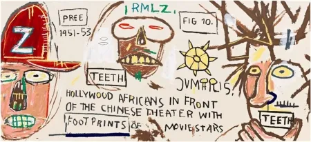 Siebdruck Basquiat - Hollywood Africans in Front of the Chinese Theater with Footprints of Movie Stars