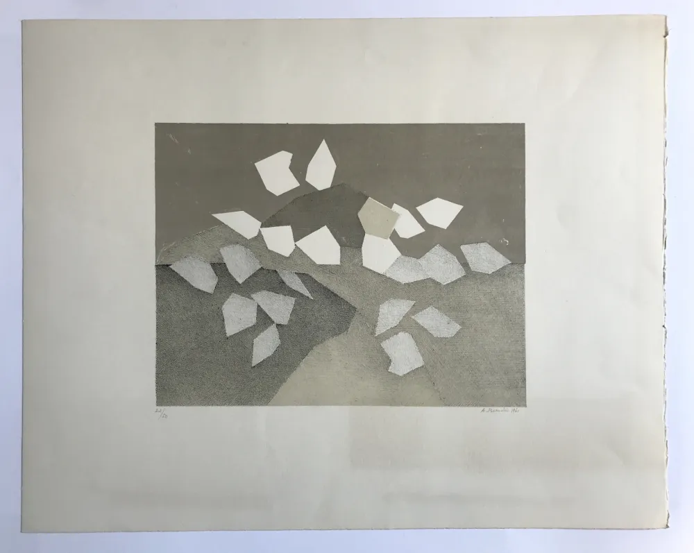 Lithographie Beaudin - Sans titre (Composition à dominante marron et beige)