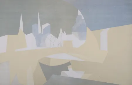 Lithographie Beaudin - Ville et paquebot, 1962