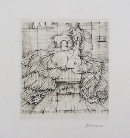 Radierung Und Aquatinta Bellmer - Chaise Napoléon