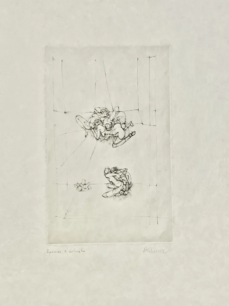 Keine Technische Bellmer -  Eau-forte Couple, circa 1971 - Epreuve d'artiste sur papier de soie