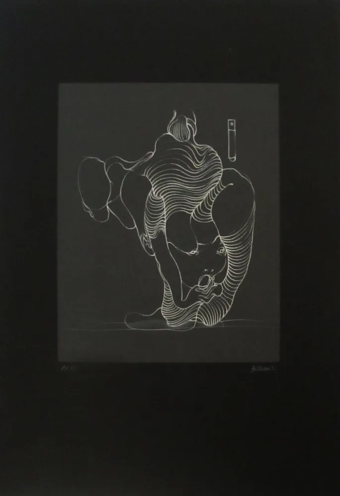 Radierung Bellmer - Femme avalant un serpent
