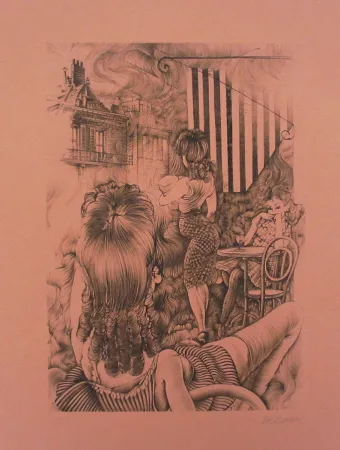 Radierung Und Aquatinta Bellmer - Incendie à Marseille