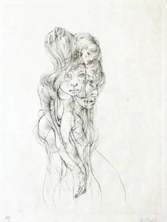 Kaltnadelradierung Bellmer - Jeunes filles