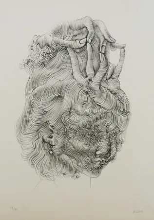 Lithographie Bellmer - LE CHAPEAU MAIN