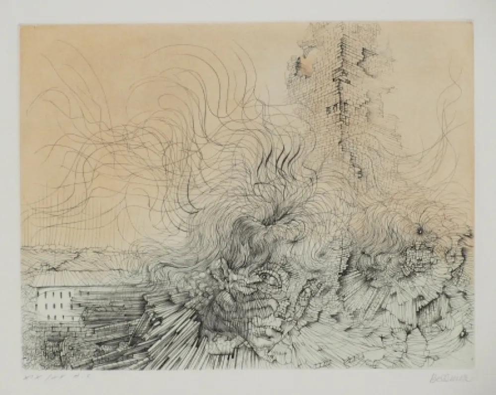 Radierung Und Aquatinta Bellmer - L'incendie